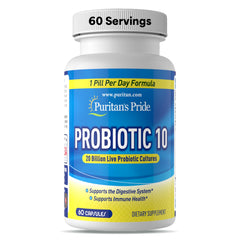 Puritan's Pride Probiotic 10 with Vitamin D bottle on white background