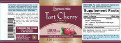 Close-up of Tart Cherry Extract capsules (1000 mg) in a bottle
