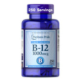 Front label of Puritan's Pride Vitamin B-12 1000 mcg Timed Release Caplets bottle