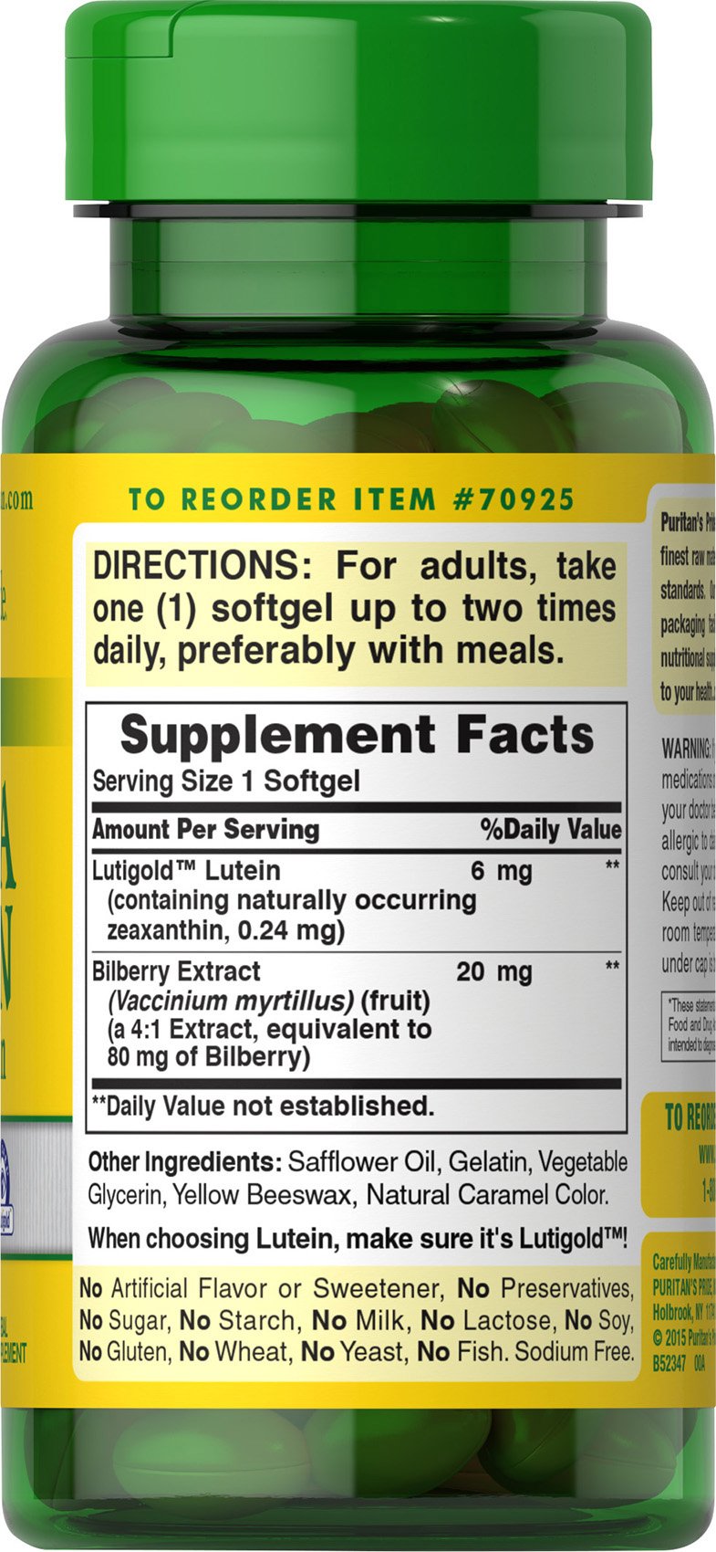 Softgel capsules in bottle: Herbavision with Bilberry