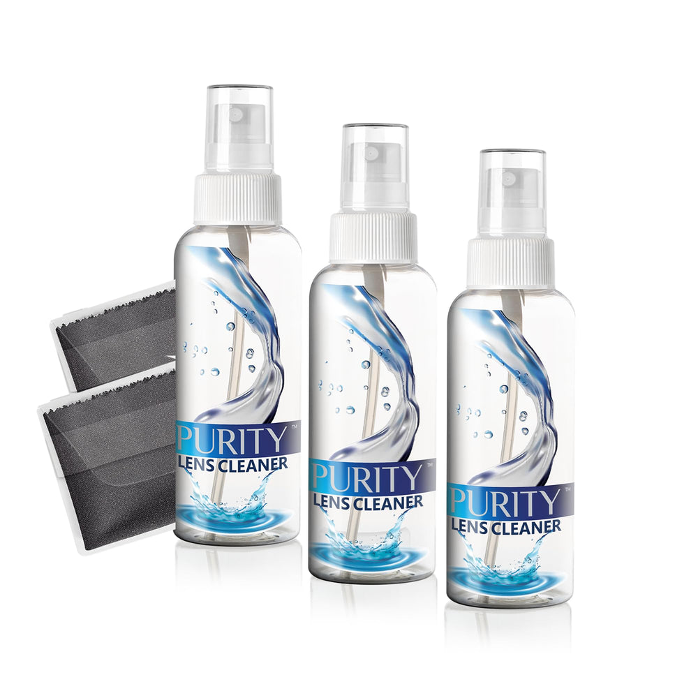 Purity Lens Cleaner Kit with 3 travel-sized bottles