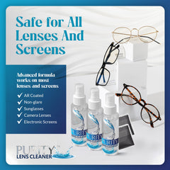 AR-coated lenses being cleaned with Purity cleaner