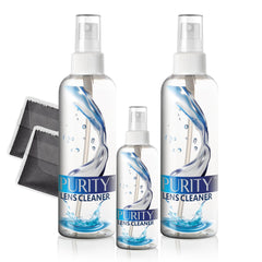 Purity Eyeglass Lens Cleaner Kit with two 8oz bottles and one 2oz spray bottle