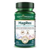 Purity MagRes Formula magnesium and resveratrol capsules bottle close-up