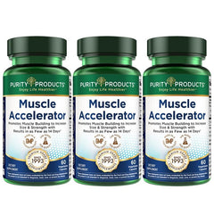 Purity Muscle Accelerator bottle displaying label with 60 vegan capsules