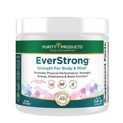 Purity Products EverStrong bottle front with Berry Burst powder for energy and strength support.