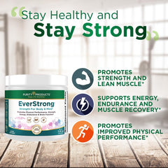 Purity Products EverStrong scoop beside shaker for quick energy boost.