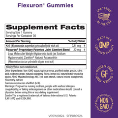 Flexuron Gummies joint formula ingredients panel