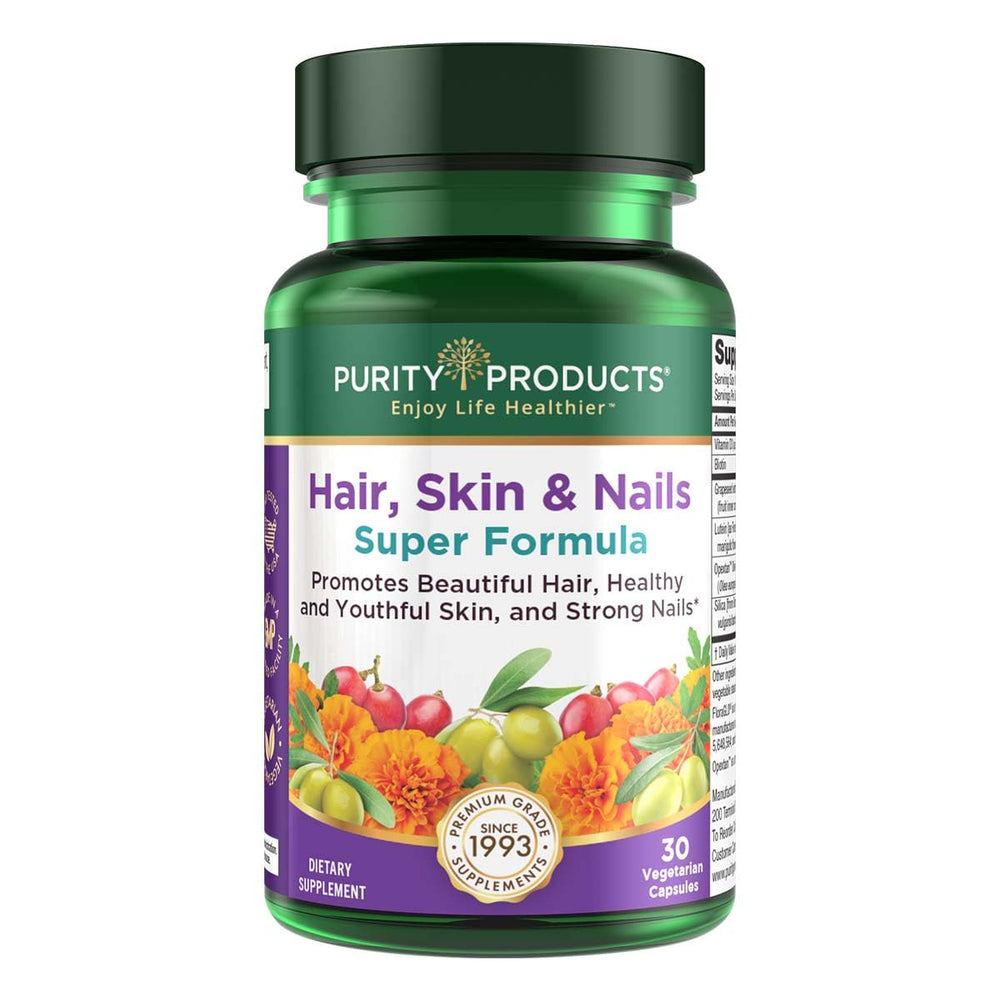 Purity Products Hair Skin Nails Super Formula bottle on white background