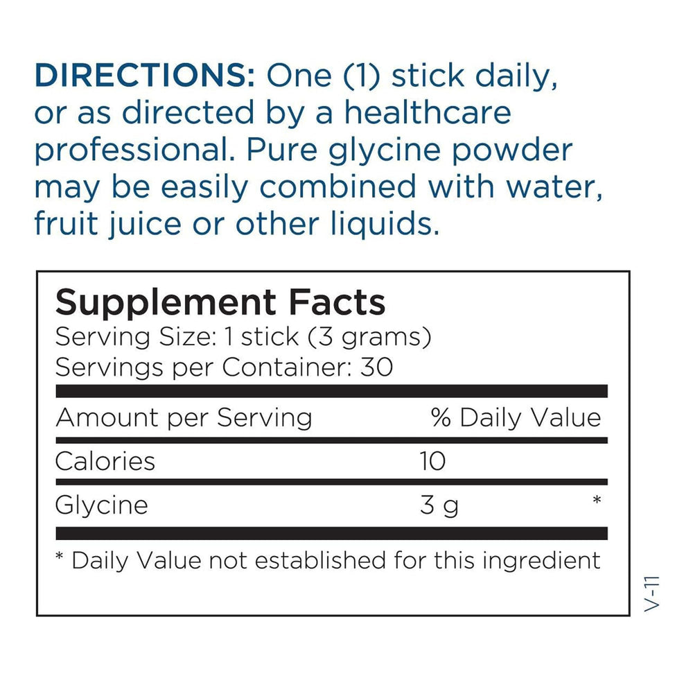 Glycine supplement bottle highlighting purity and quality