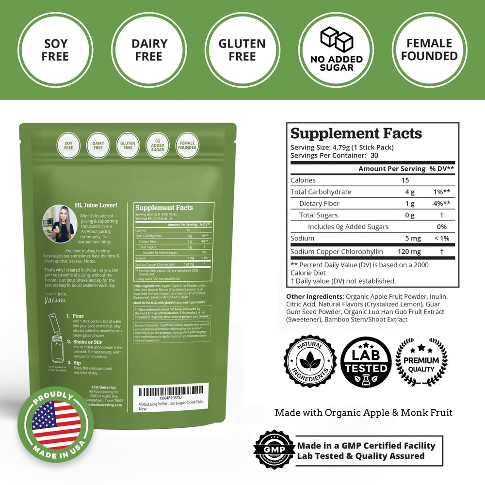PuriVibe Chlorophyll Green Juice Shot – Stick Pack 2