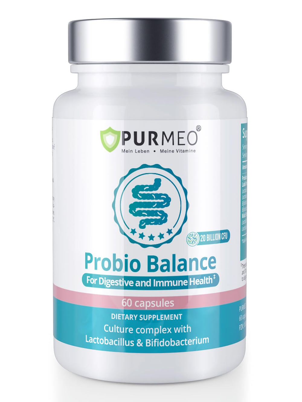 Purmeo Probiotics bottle with 60-day supply