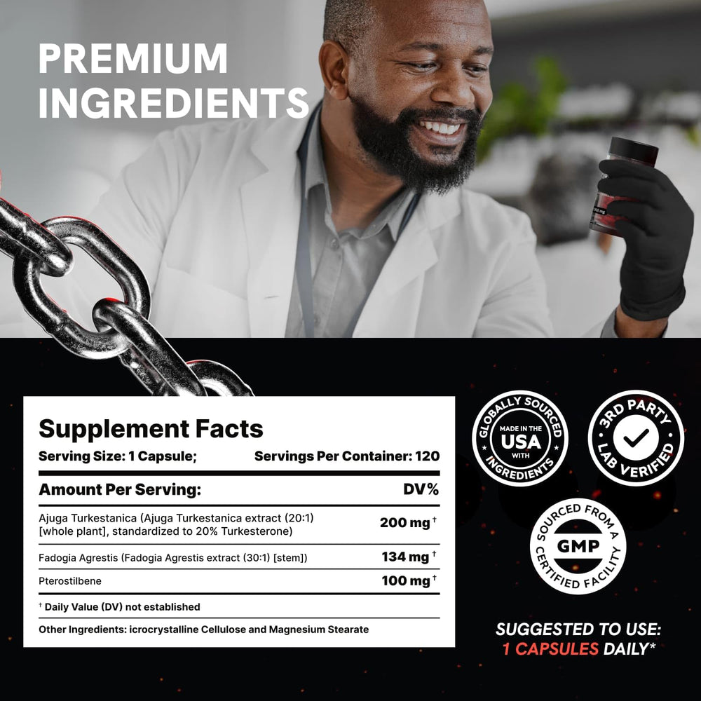 PureNutra Turkesterone bottle shows four-month supply for consistent usage.