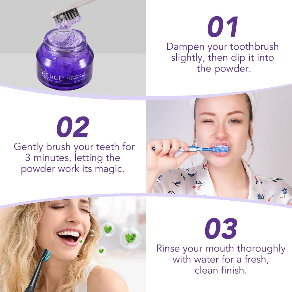 Whitening toothpaste powder texture, smooth and enamel-safe