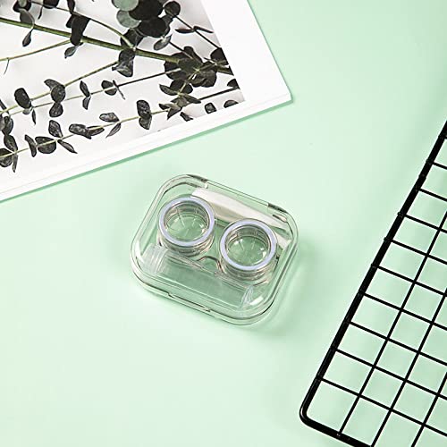 Purple transparent contact lens case with cleaner kit and tools - leak-proof and travel-ready