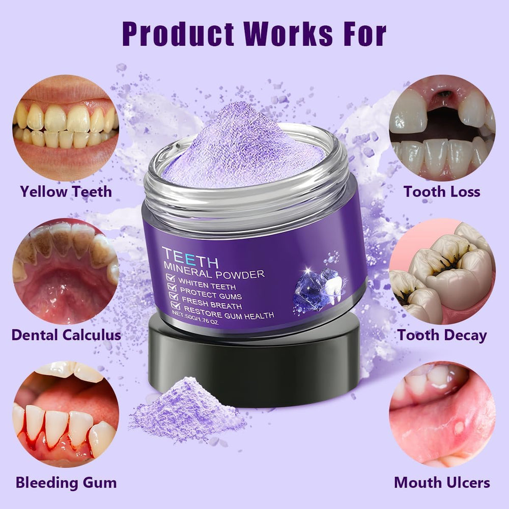 Purple teeth restoration mineral powder bottle - side view