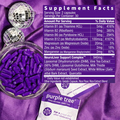Close-up of Purple Tree bottle showing 60 capsules