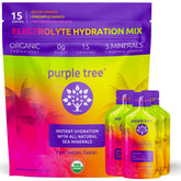 purple tree organic electrolyte packets packaging for convenient on-the-go hydration