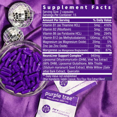 Purple Tree packaging display showing product and branding