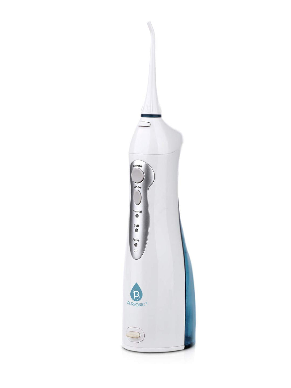 Person using Pursonic irrigator to remove plaque between teeth