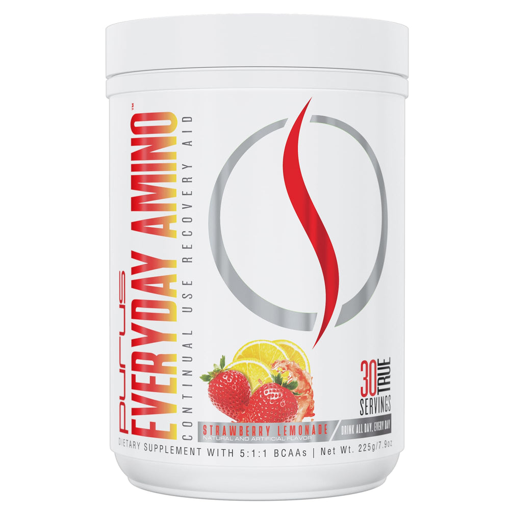 Purus Everyday Amino BCAA Powder Strawberry Lemonade jar label