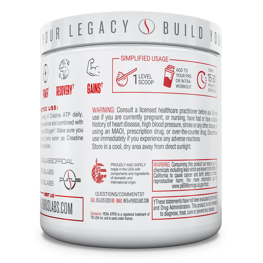 Purity and ingredients label close-up