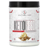 Purus Labs KetoFeed Protein Salted Vanilla Caramel tub for convenient low-carb nutrition
