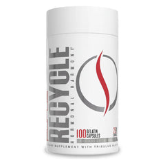 Purus Labs Recycle bottle front showing overall hormone support potential for lean muscle and recovery.