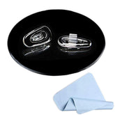 Close-up of 14mm clear silicone push-in eyeglass nose pad