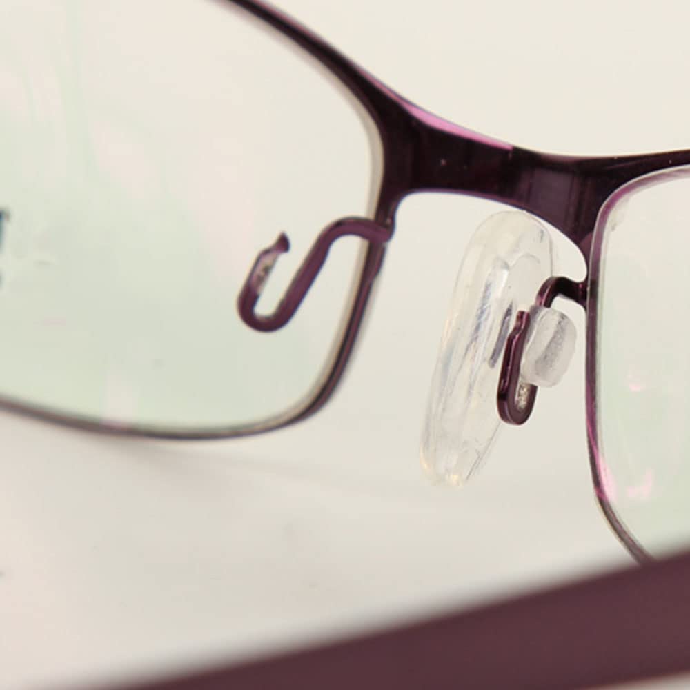 Nose pads installed on glasses showing clear silicone cushions