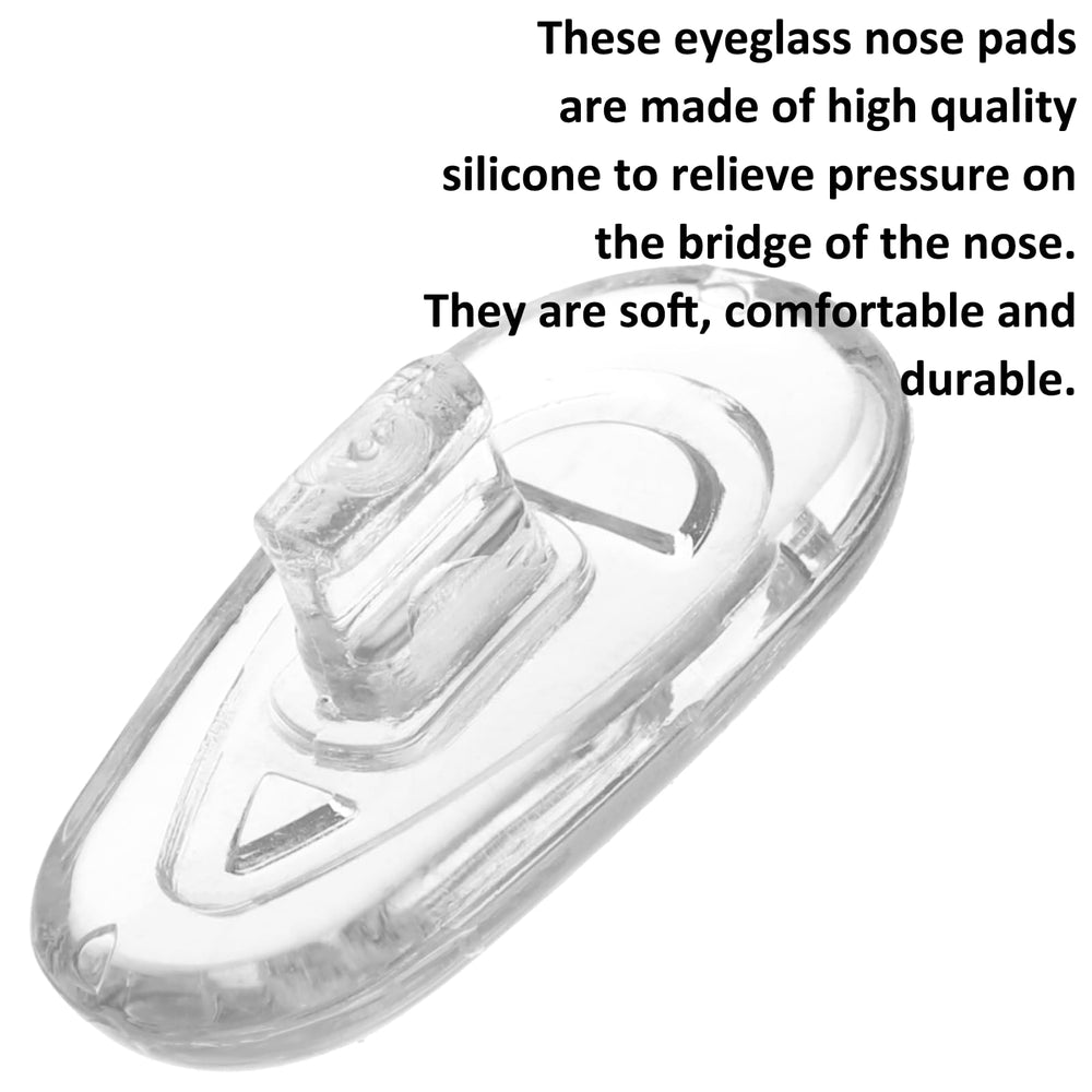 Nose pads attached to glasses from a side angle