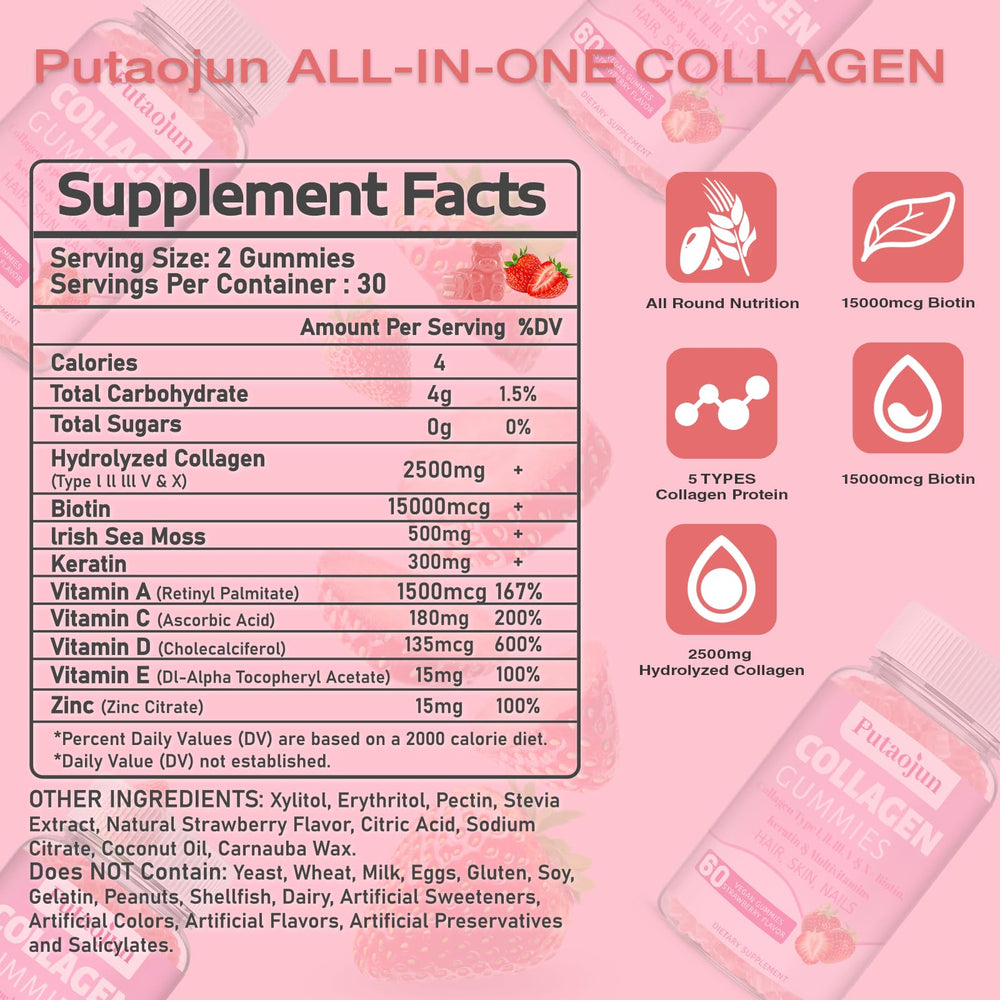 Close-up of strawberry flavored collagen gummies