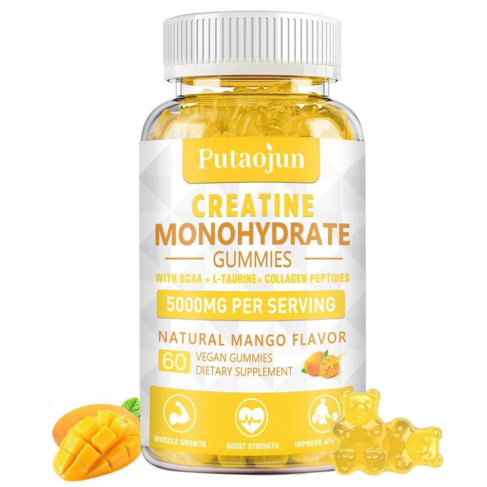 Putaojun Creatine Monohydrate gummies bottle with D3 & B12
