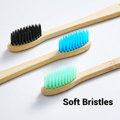 Soft nylon bristles on bamboo toothbrush