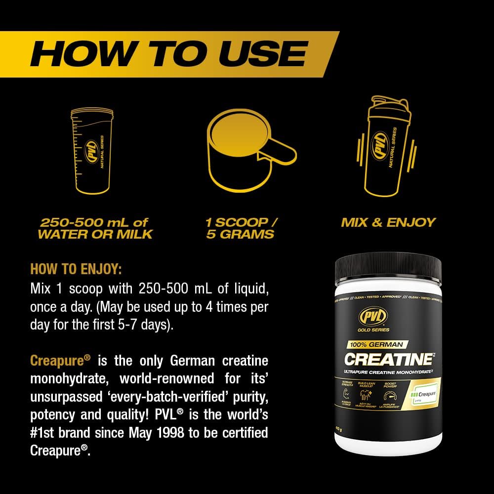 Creatine supplement with ingredients and label