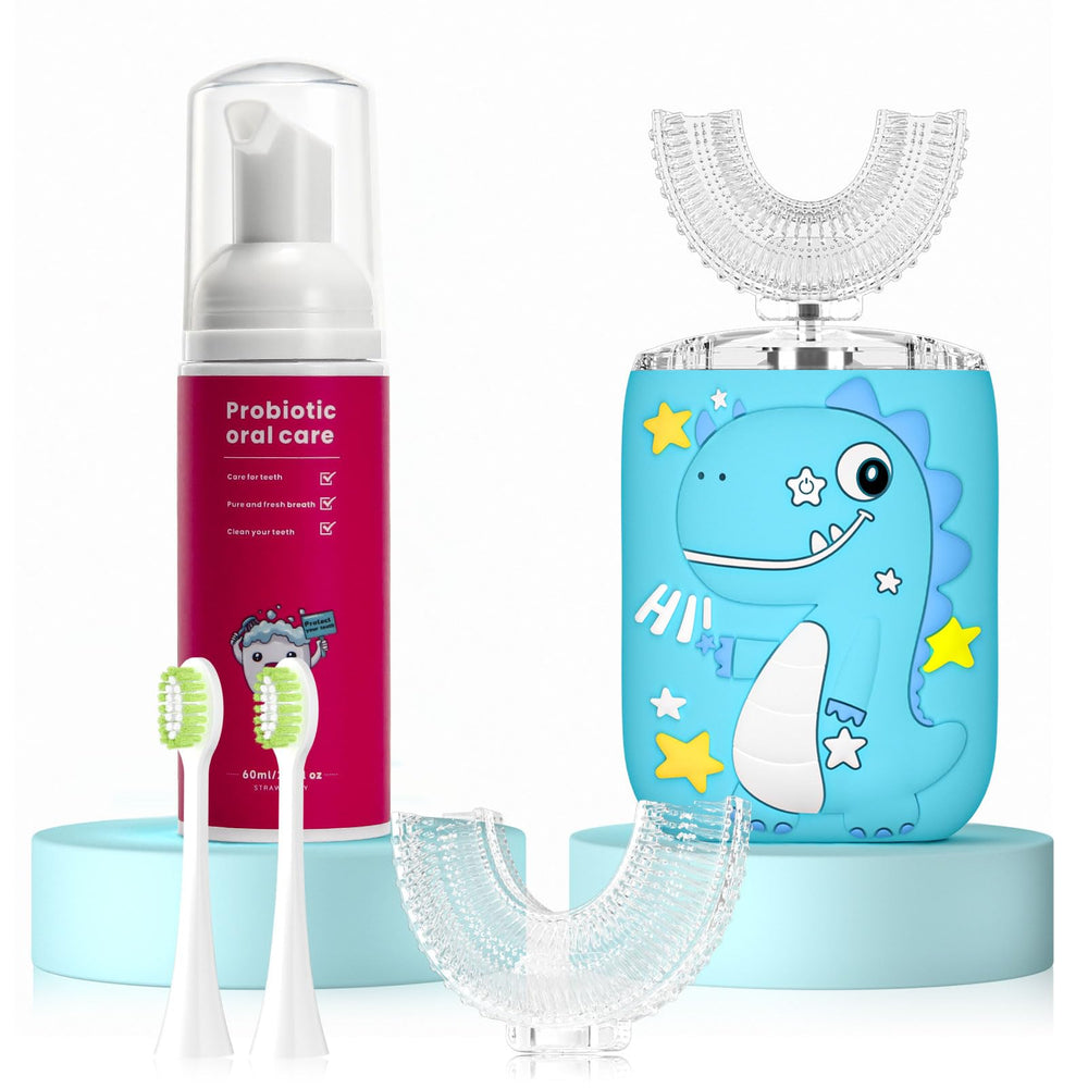 PVOGRT Kids Electric U-Shaped Toothbrush blue – front view