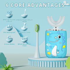 PVOGRT Kids Electric U-Shaped Toothbrush blue – side view