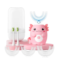 PVOGRT Kids Axolotl U-Shaped Toothbrush pink front view