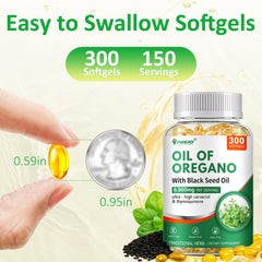 150-day supply shown by bottle of 300 softgels