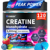 PWERD Creatine Monohydrate Gummies bottle, blueberry flavor, 120 count