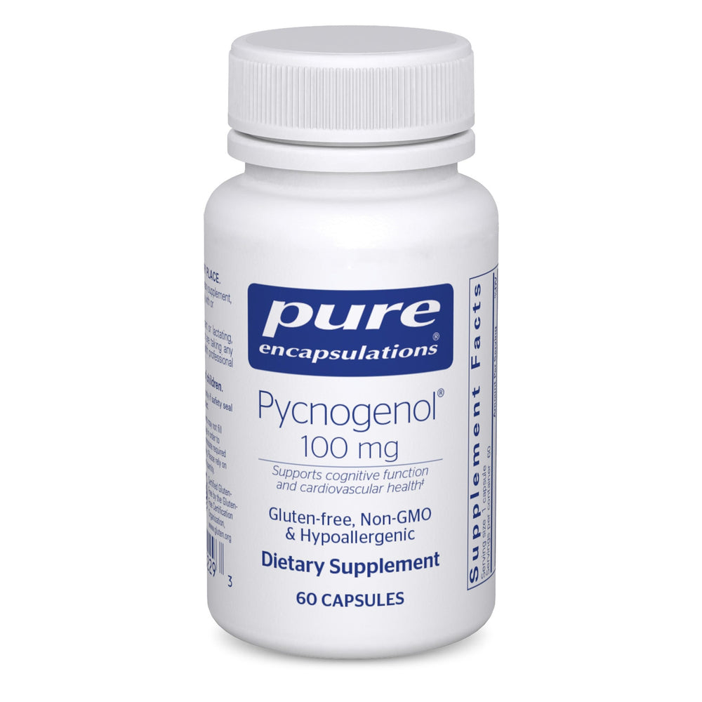 Label of Pure Encapsulations Pycnogenol 100 mg bottle