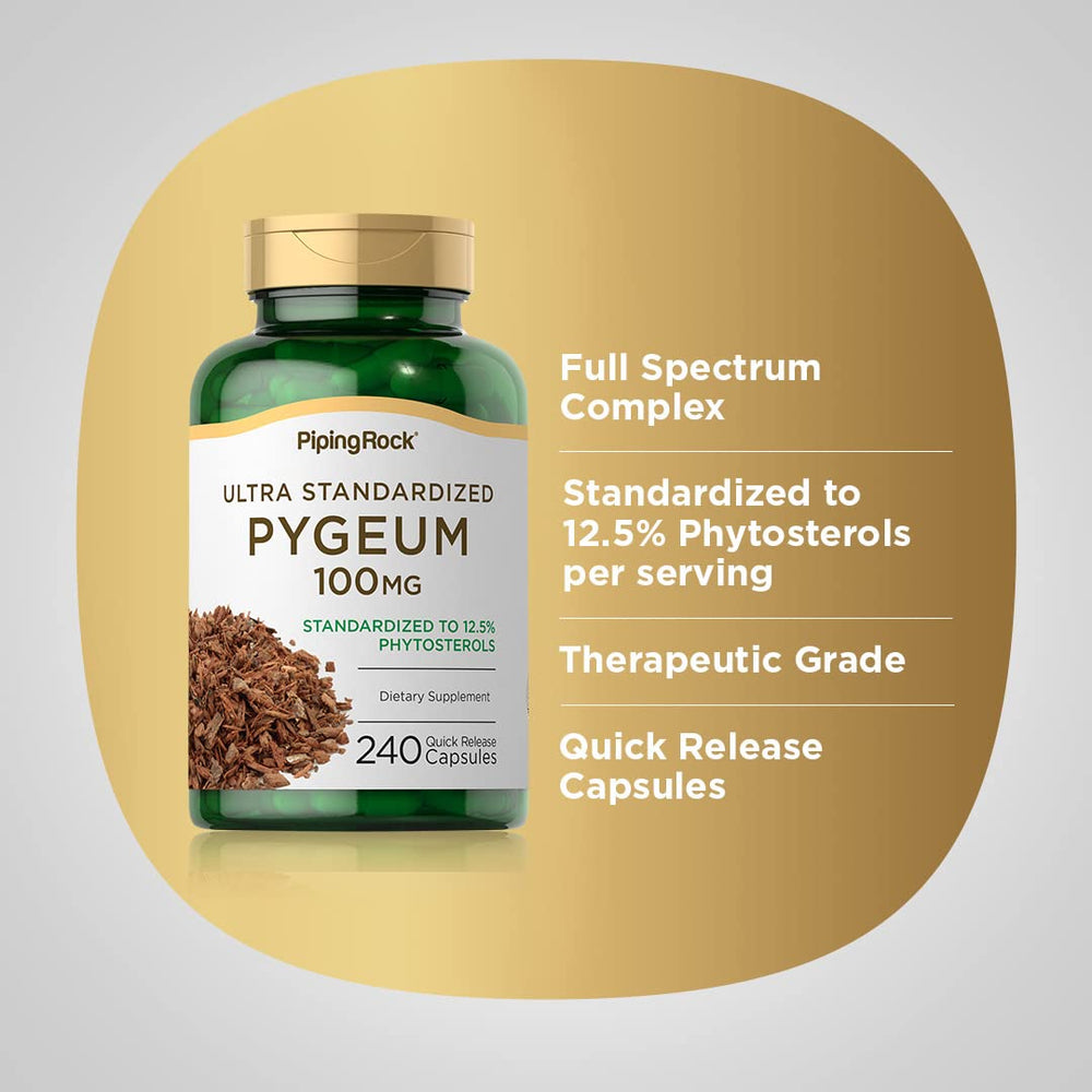Product packaging with Pygeum supplement and label
