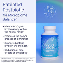Close-up of PyloGuard label highlighting DSM17648 patent