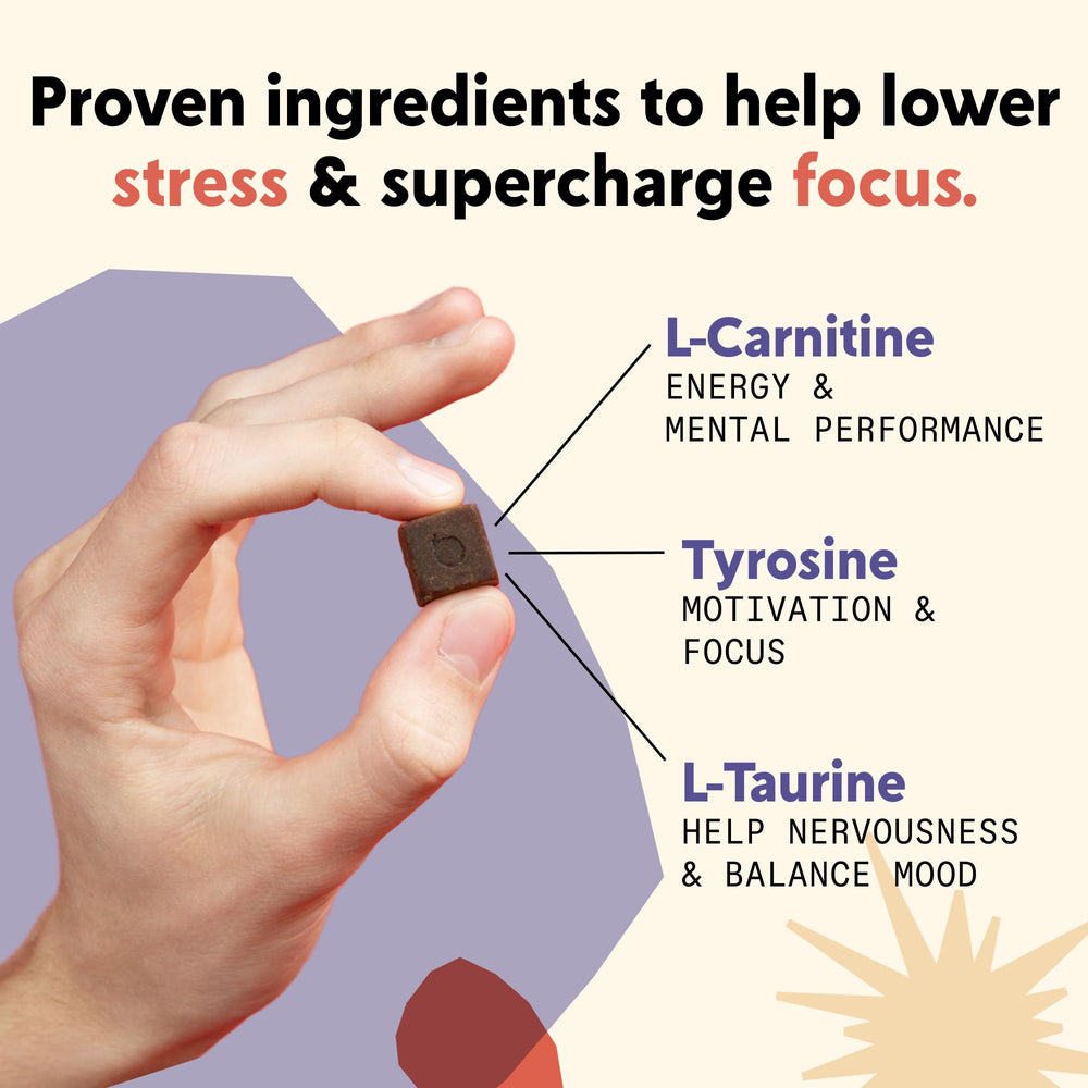 Vegan and keto-friendly icons on PYM Attention Chews label