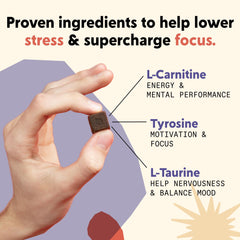 Vegan and keto-friendly icons on PYM Attention Chews label