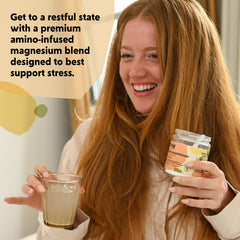 Serving scoop with powder over a glass