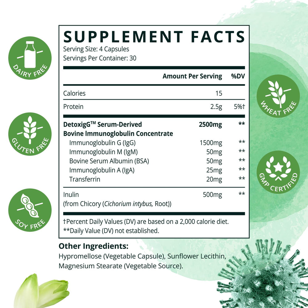 Close-up of Pyralvexithon IgG Immunoglobulin Supplement label