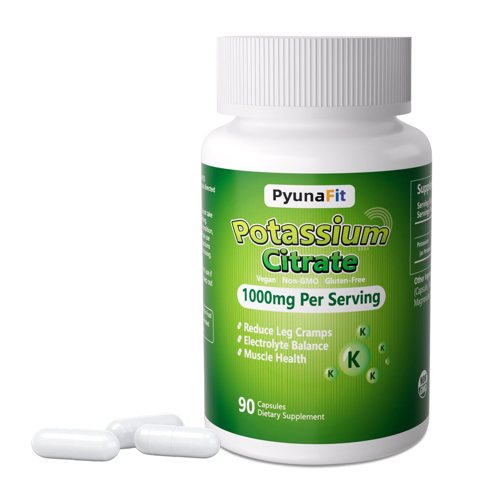 Front view of PYUNAFIT Potassium 1000mg bottle