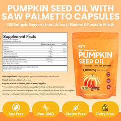 Nutrition panel indicating 3,000 mg pumpkin seed oil per serving