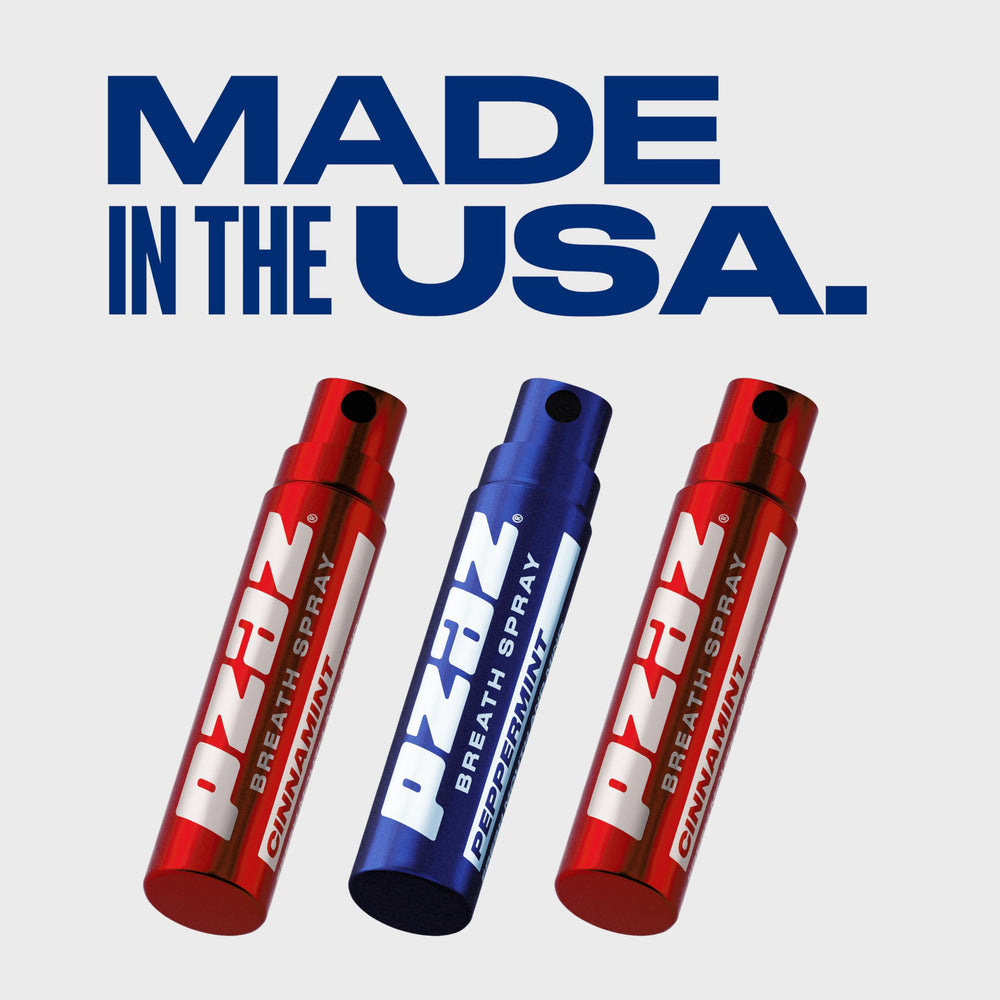 Pzaz Breath Spray in pocket for on-the-go refreshment